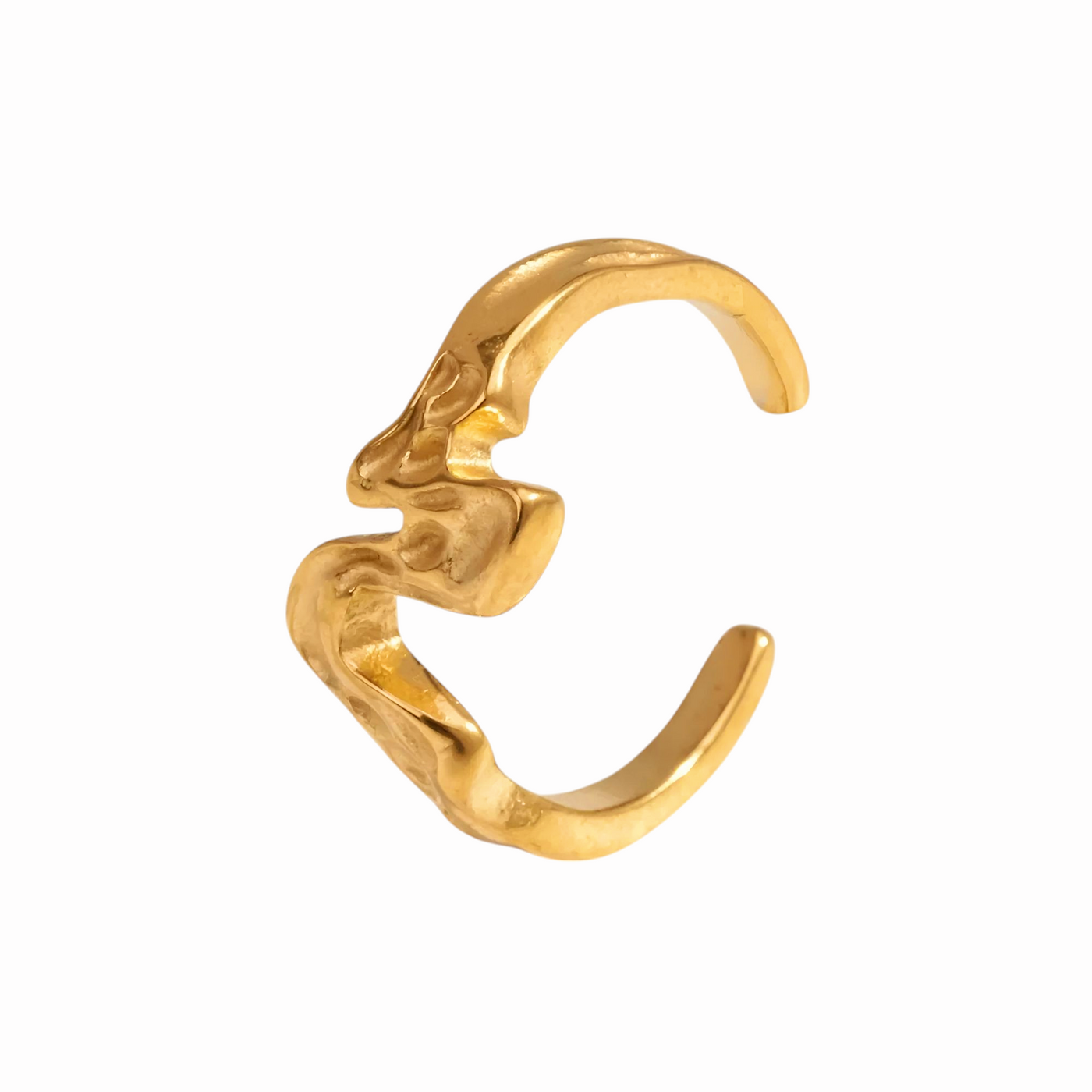 Ring i smeltet mat look i 18 karat forgyldt ædelstål