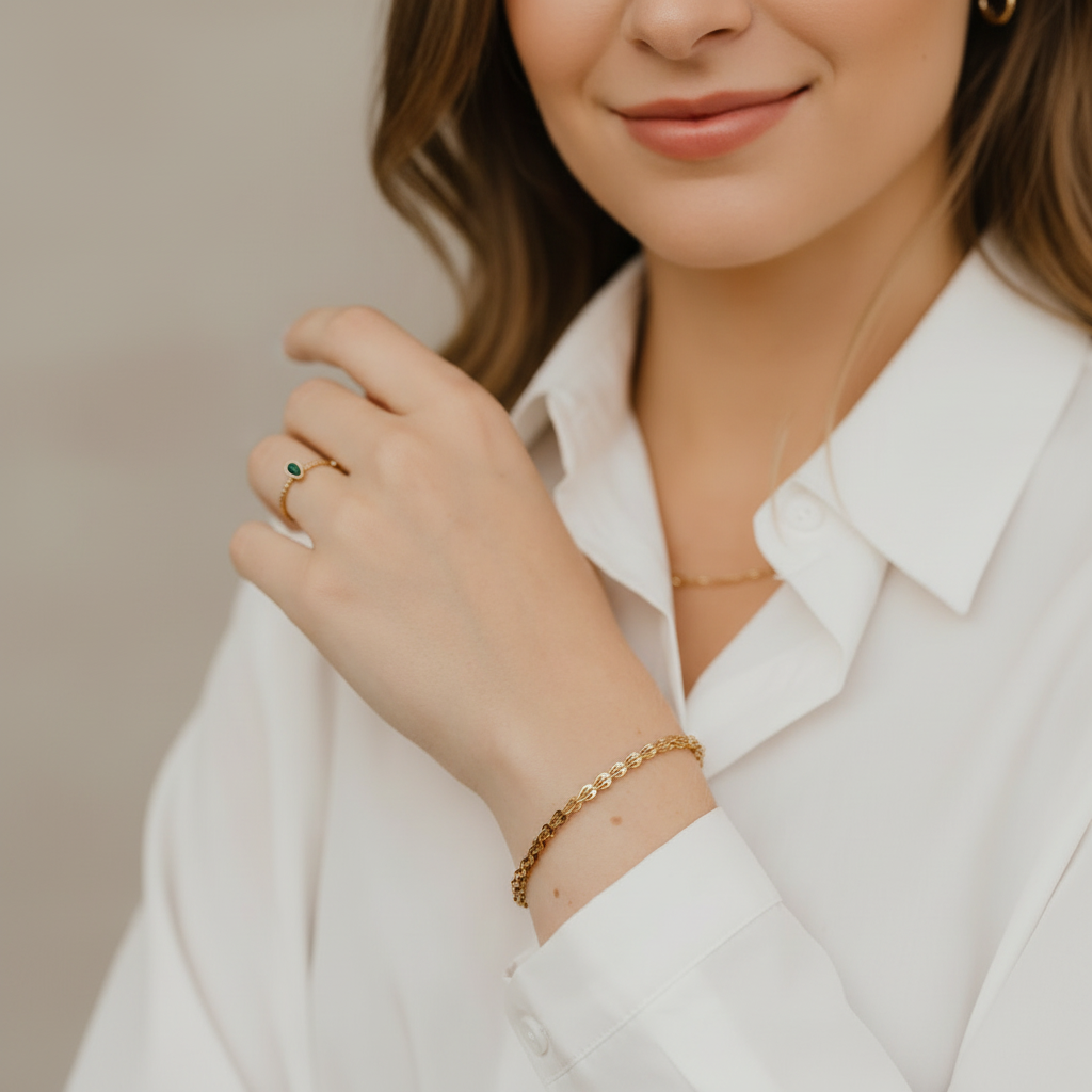 Armbånd u-led i 18 karat forgyldt titanium