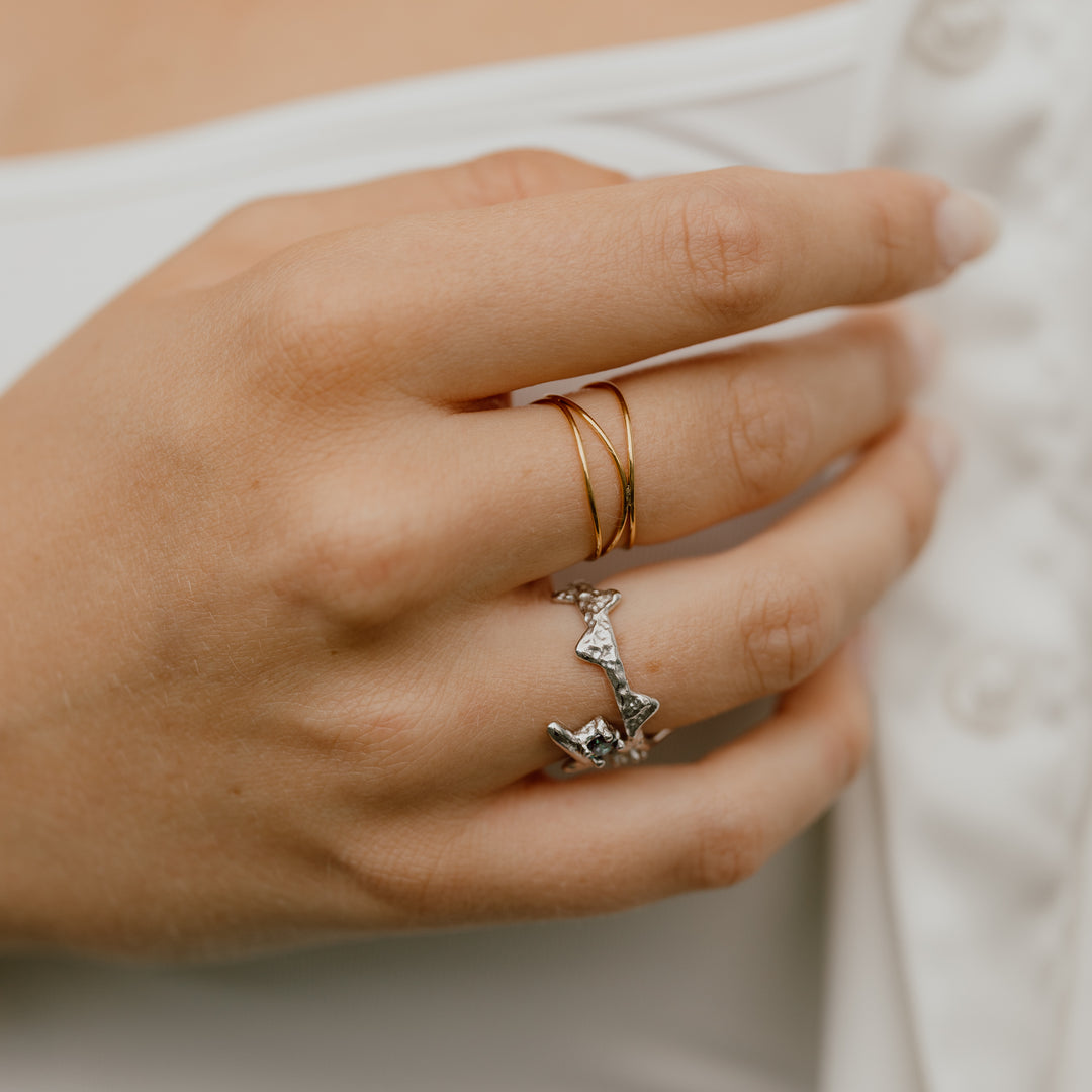 Ring tynde linjer - 18 karat forgyldt titanium