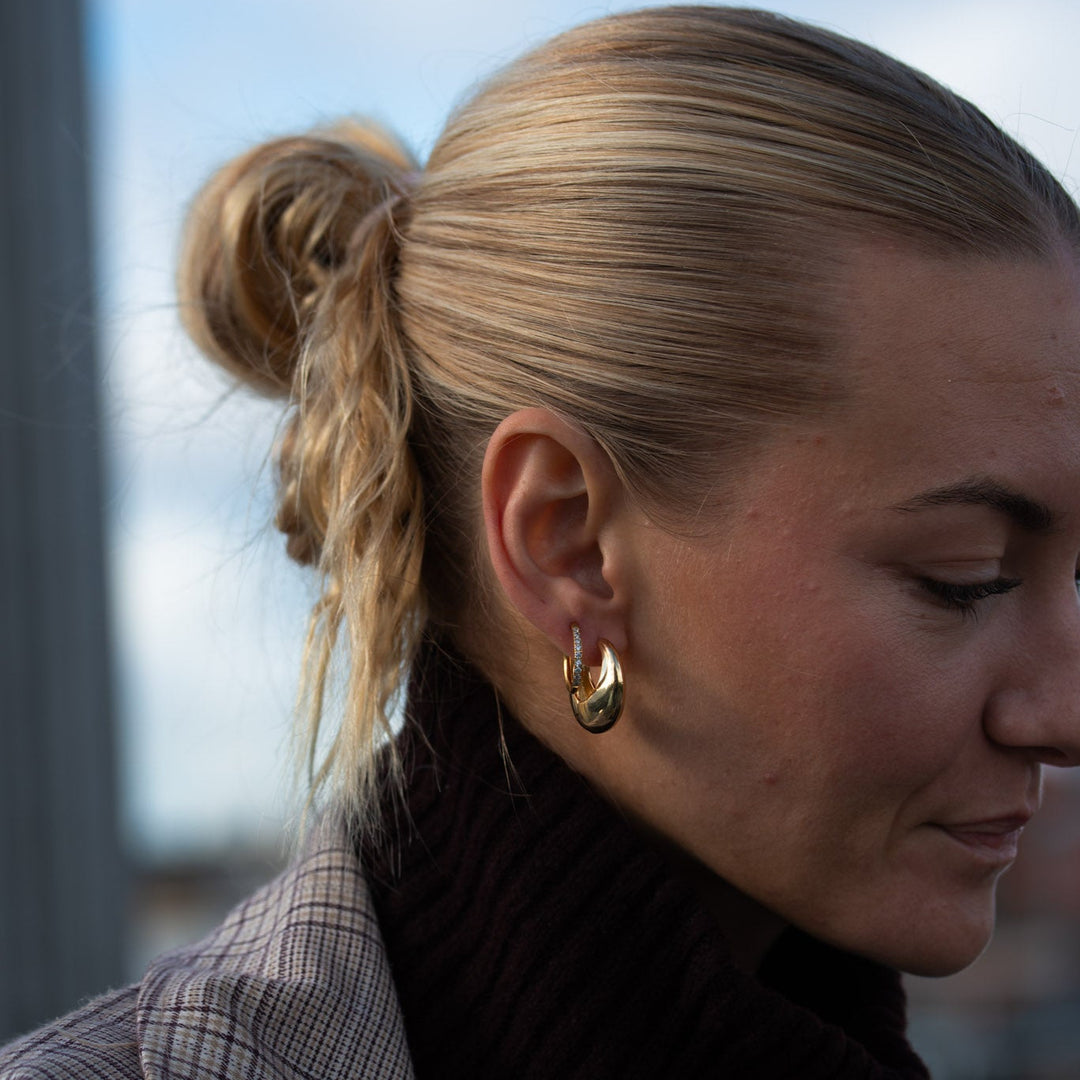 Zirkon Hoops – 18 karat forgyldt ædelstål - Flere Størrelser