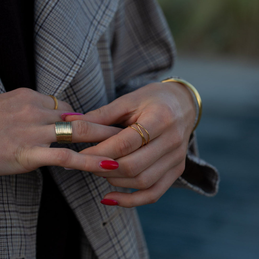 Ring tynde linjer - 18 karat forgyldt titanium