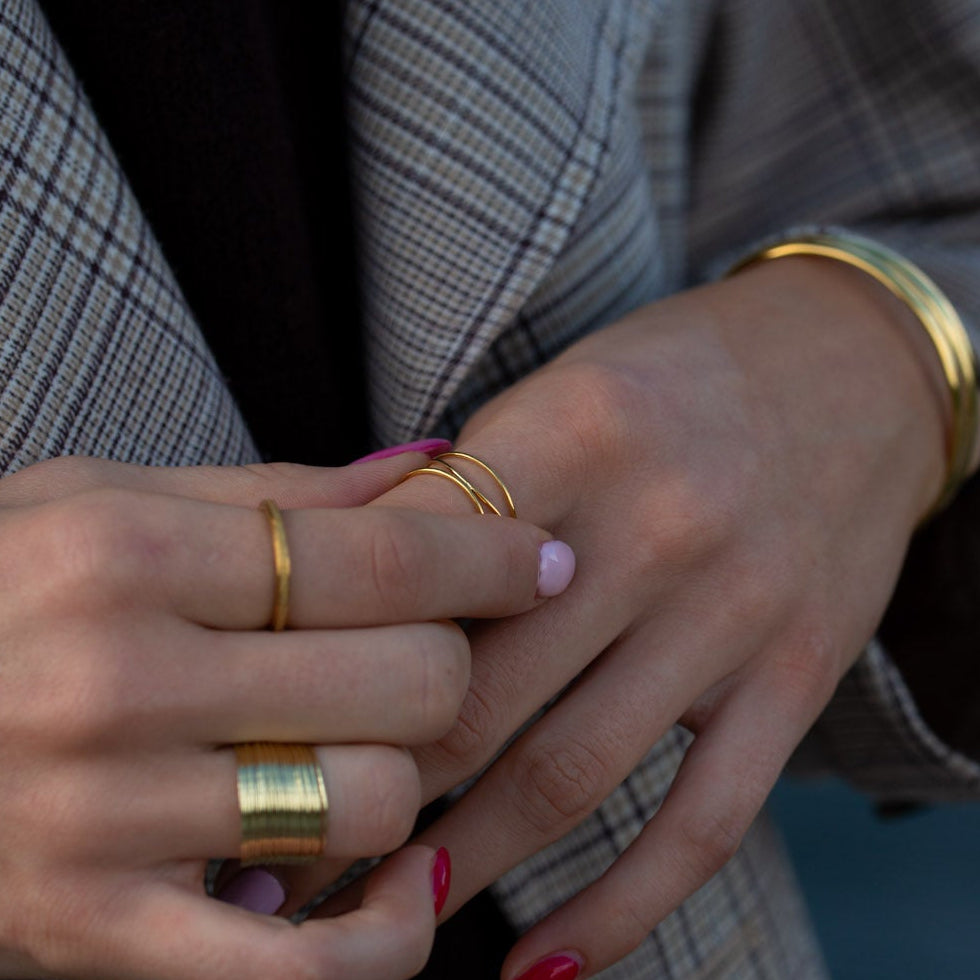 Ring tynde linjer - 18 karat forgyldt titanium