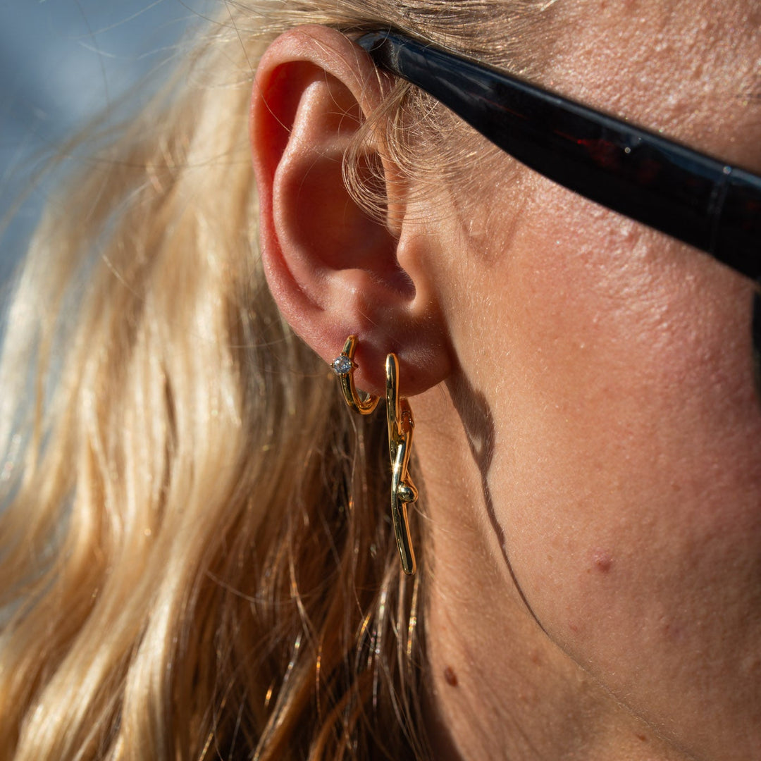 Hoops single zirkon - 18 karat forgyldt ædelstål