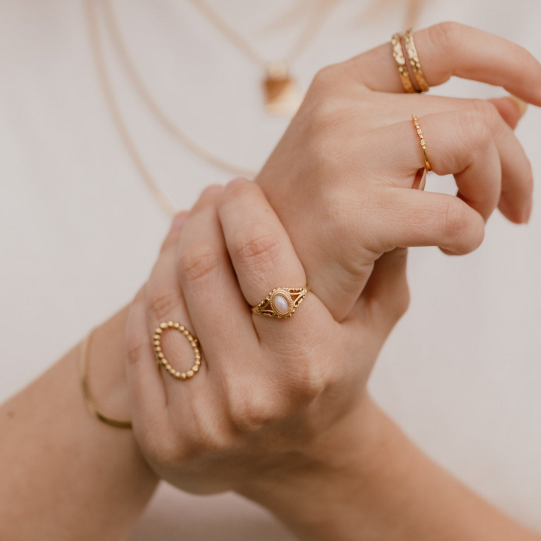 Vintage perle ring - 14 karat forgyldt ædelstål
