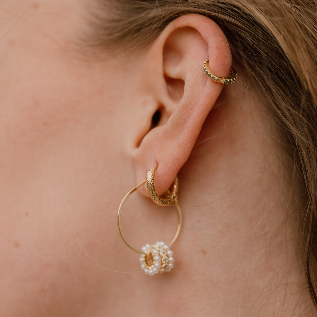 Hoops perle &amp; zirkon - 18 karat forgyldt 925 sterlingsølv