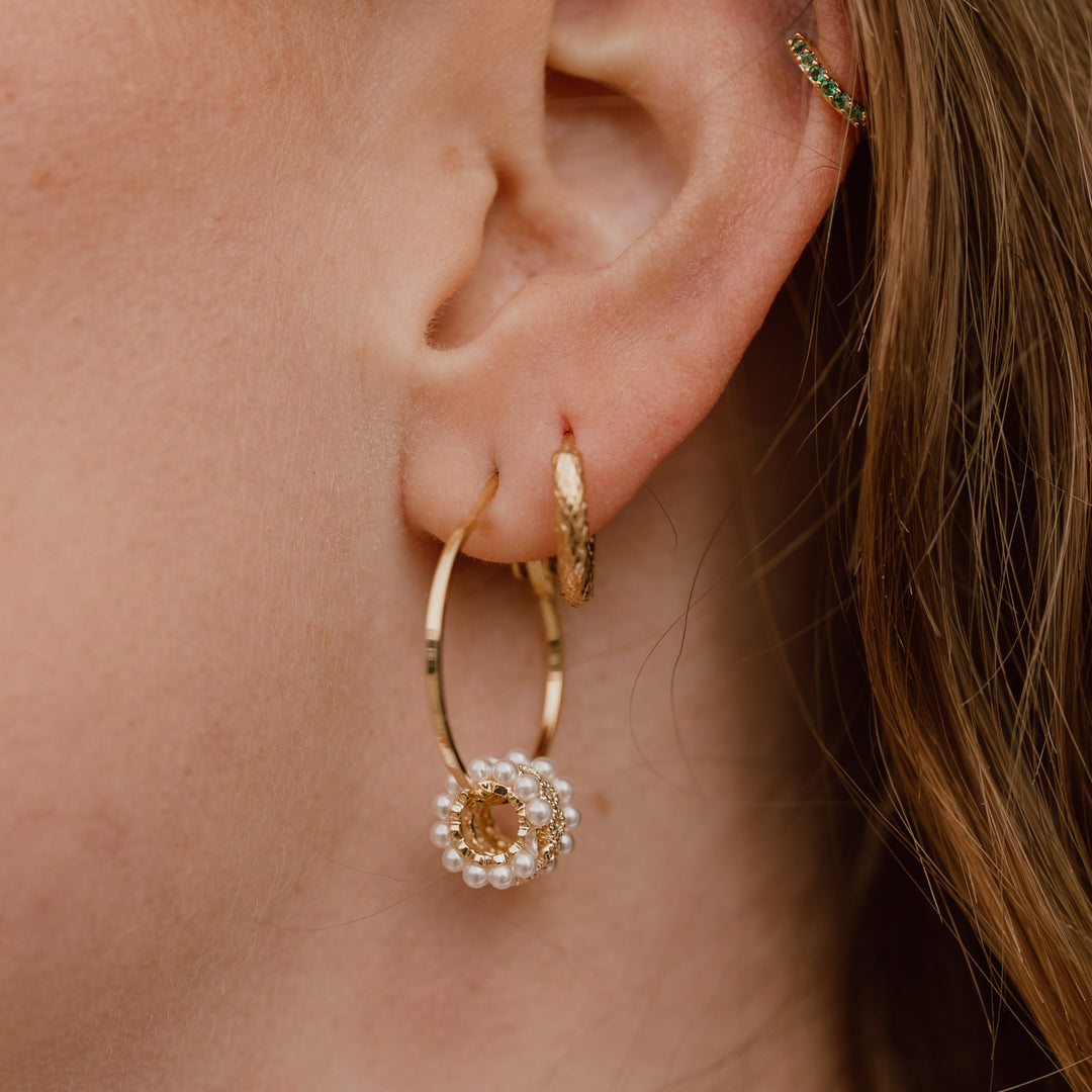 Hoops perle &amp; zirkon - 18 karat forgyldt 925 sterlingsølv