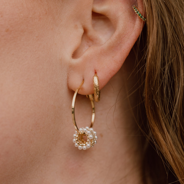 Hoops perle &amp; zirkon - 18 karat forgyldt 925 sterlingsølv
