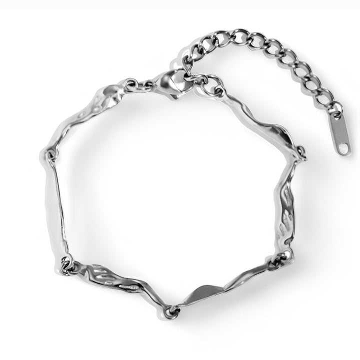 Smykkesæt halskæde og armbånd i blank titanium