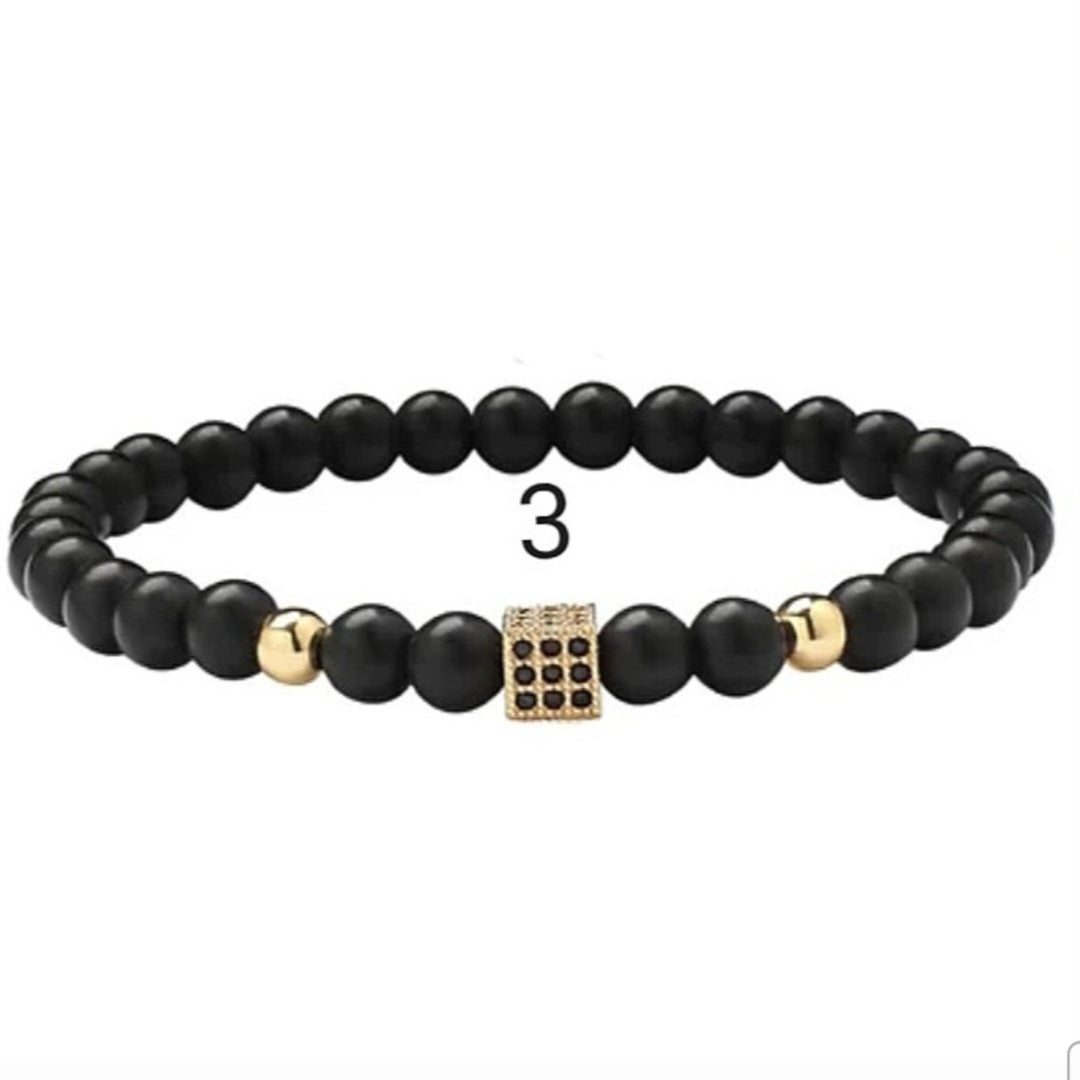 Herre armbånd med tiger eye og lavasten