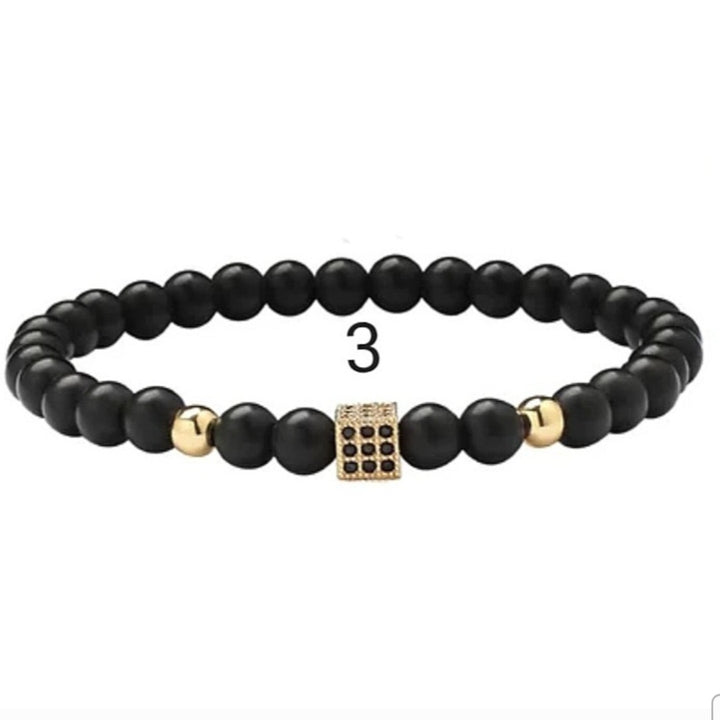 Herre armbånd med tiger eye og lavasten