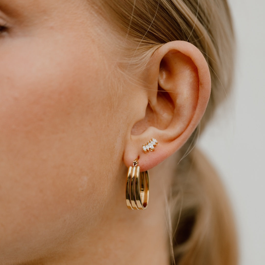 Ovale hoops - 18 karat forgyldt titanium