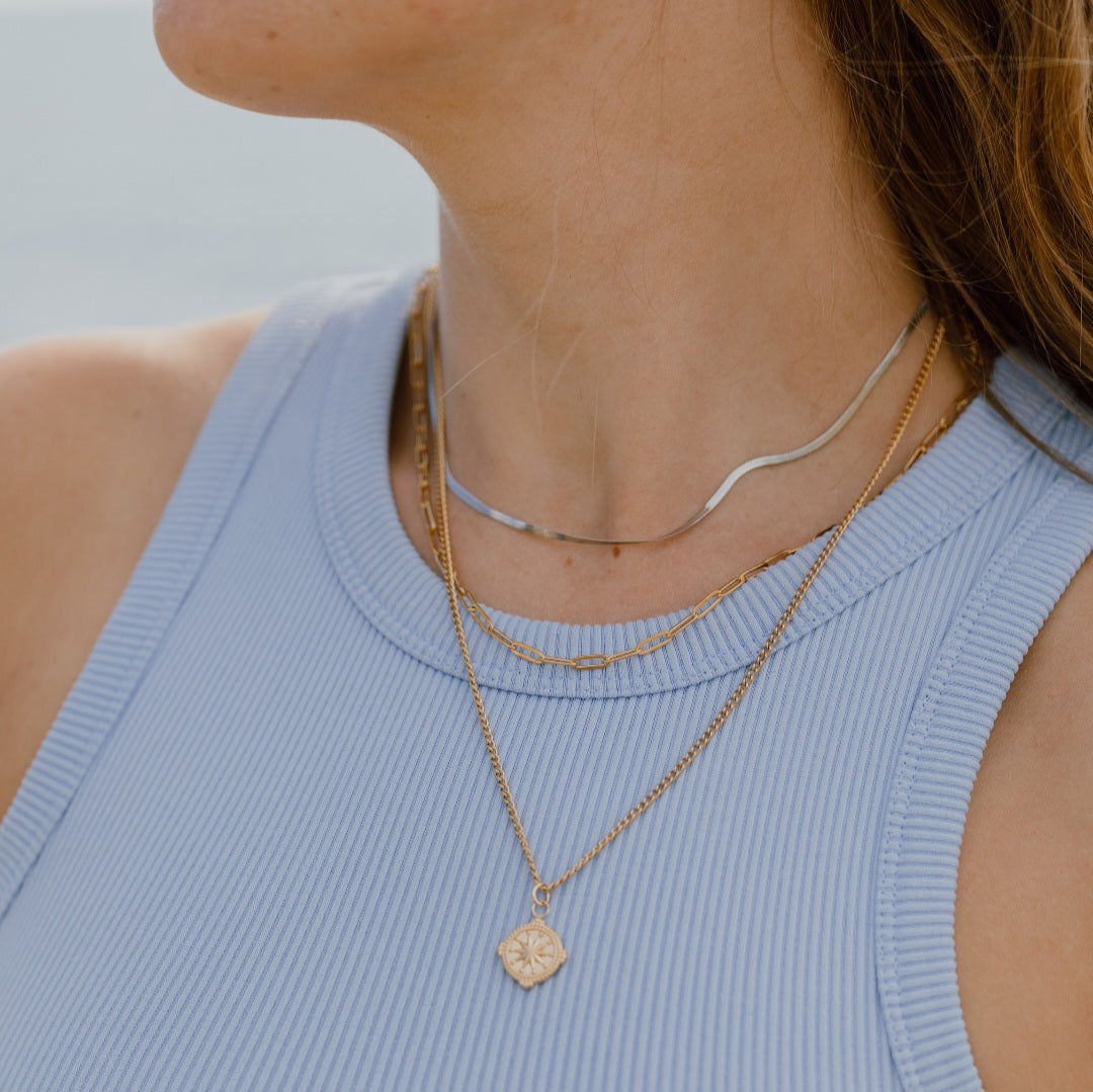 Flad 3mm. slange choker halskæde i ædelstål