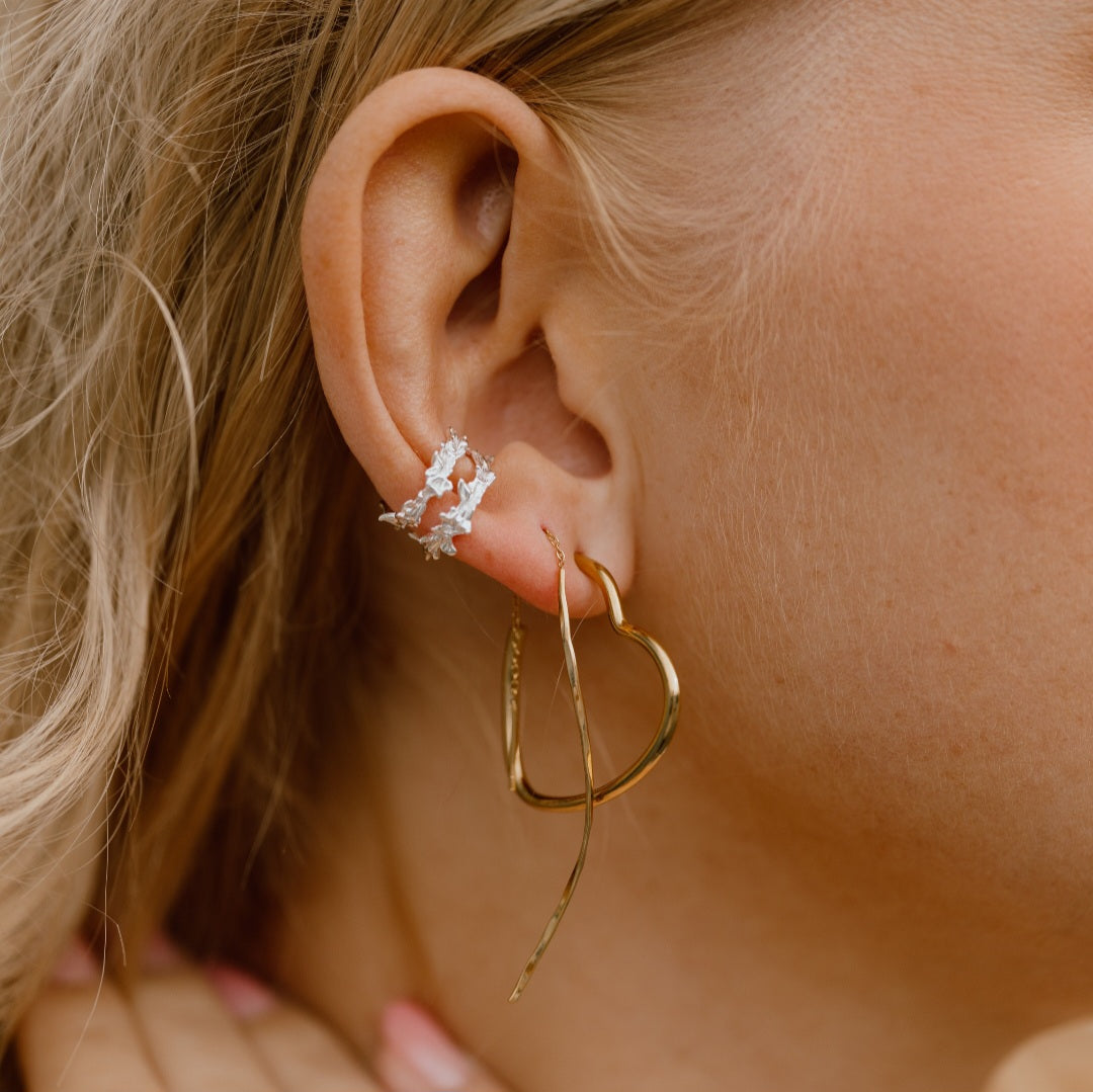 Hjerte hoops - 18 karat forgyldt titanium