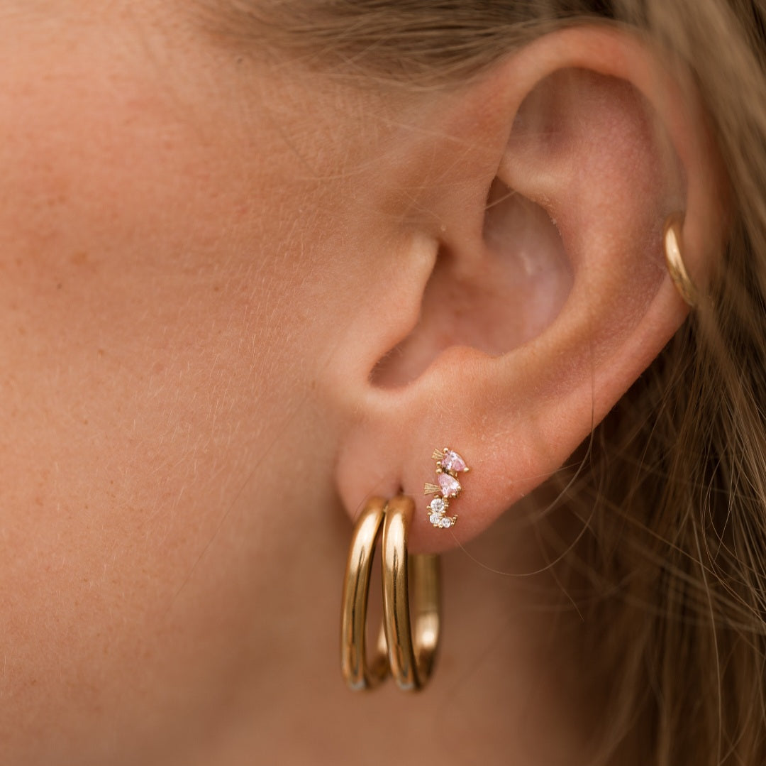 Hoops dobbelt - 18 karat forgyldt titanium