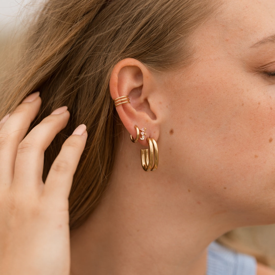Hoops dobbelt - 18 karat forgyldt titanium