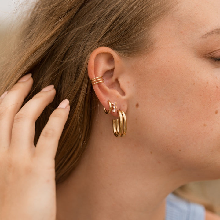 Hoops dobbelt - 18 karat forgyldt titanium