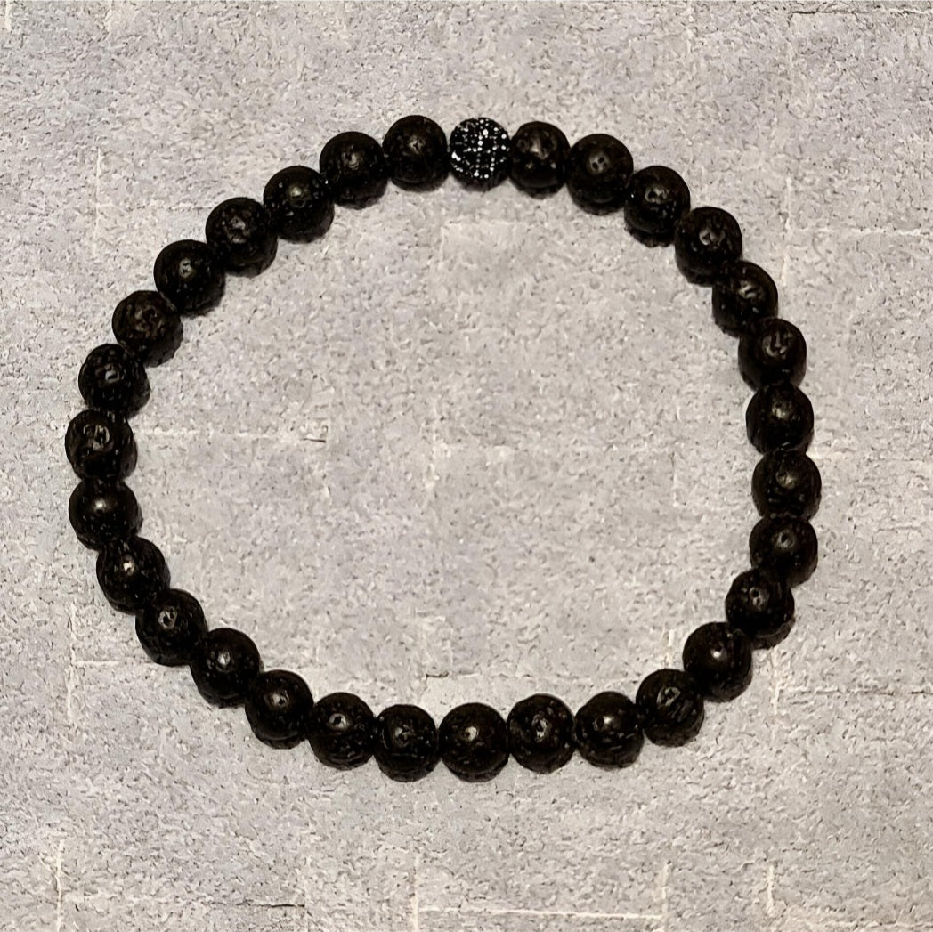 Herre armbånd med natursten sort &amp; grå