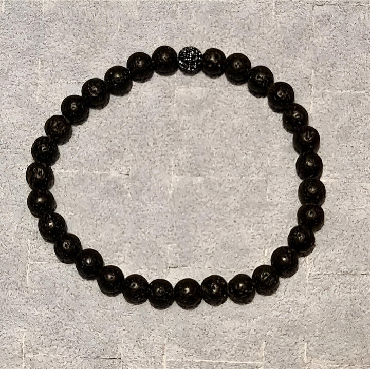 Herre armbånd med natursten sort &amp; grå