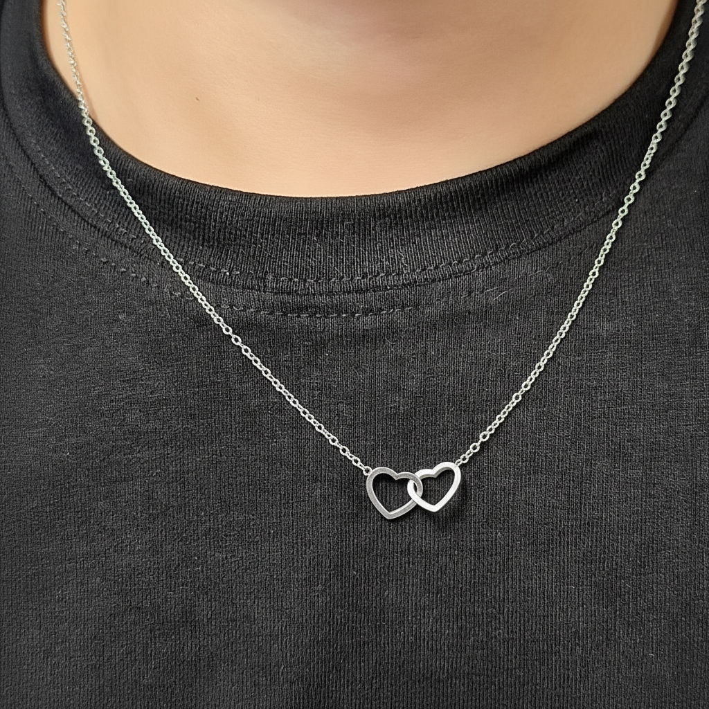 Hjerte i hjerte halskæde - titanium