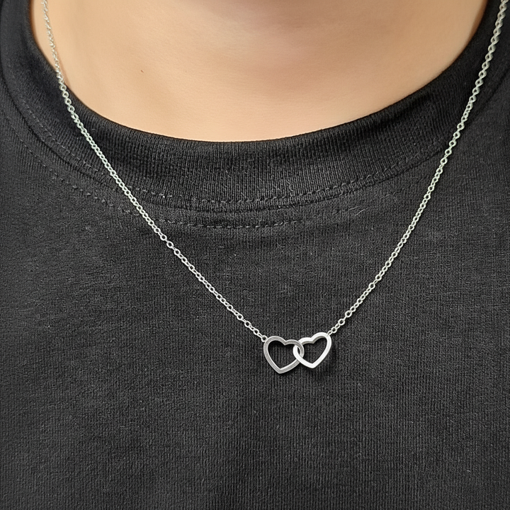Hjerte i hjerte halskæde - titanium