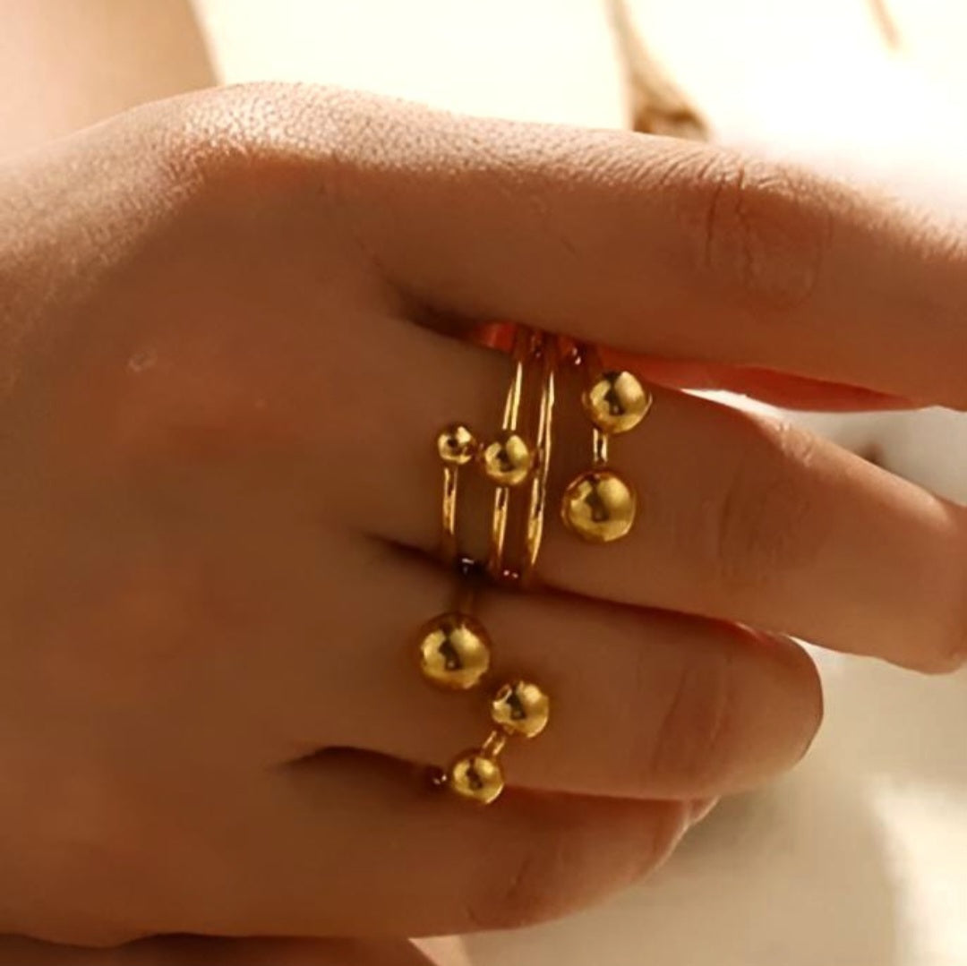 Ring med kugler i 18 karat forgyldt ædelstål