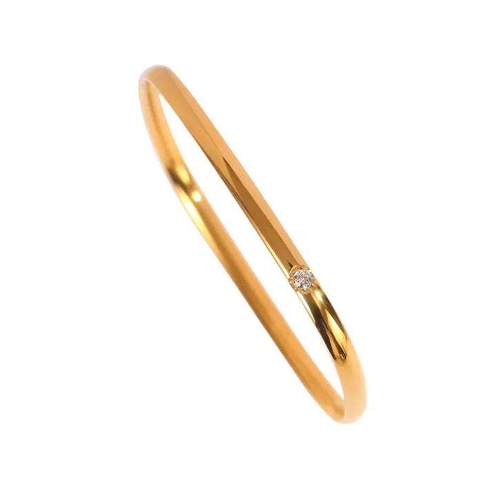 Firkantet armring enkel zirkon - 18 karat forgyldt titanium