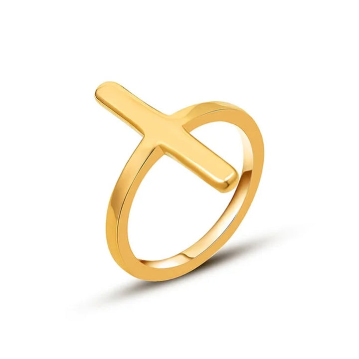 Ring kors look - 18 karat forgyldt titanium
