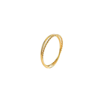 Dobbelt ring med snoninger i 18 karat forgyldt titanium