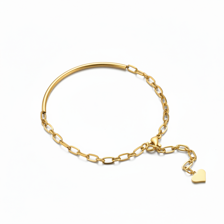Armbånd med fast stykke - 18 karat forgyldt ædelstål