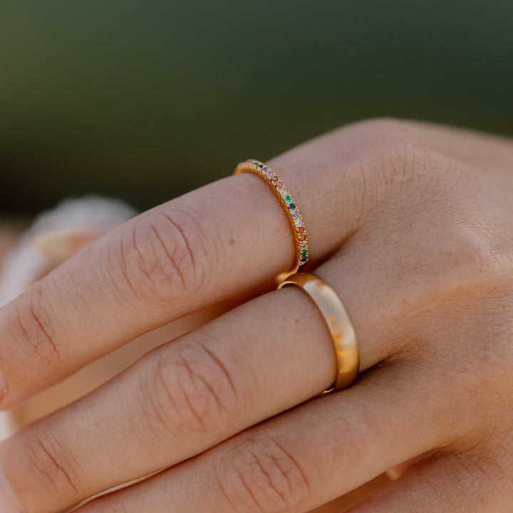 Band ring børstet - 18 karat forgyldt ædelstål - flere bredder