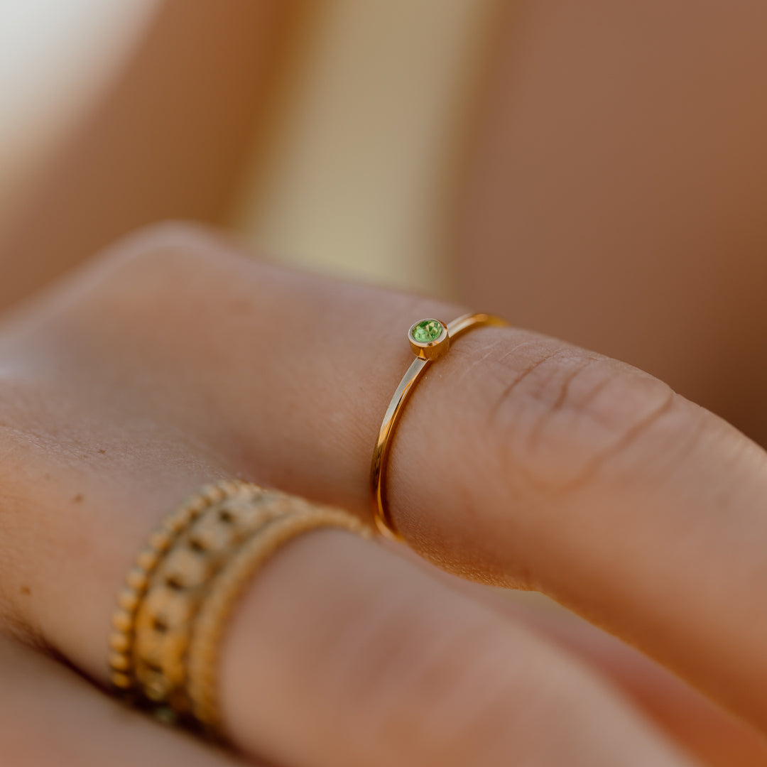 Ringe fødselsmåned zirkon - 18 karat forgyldt ædelstål