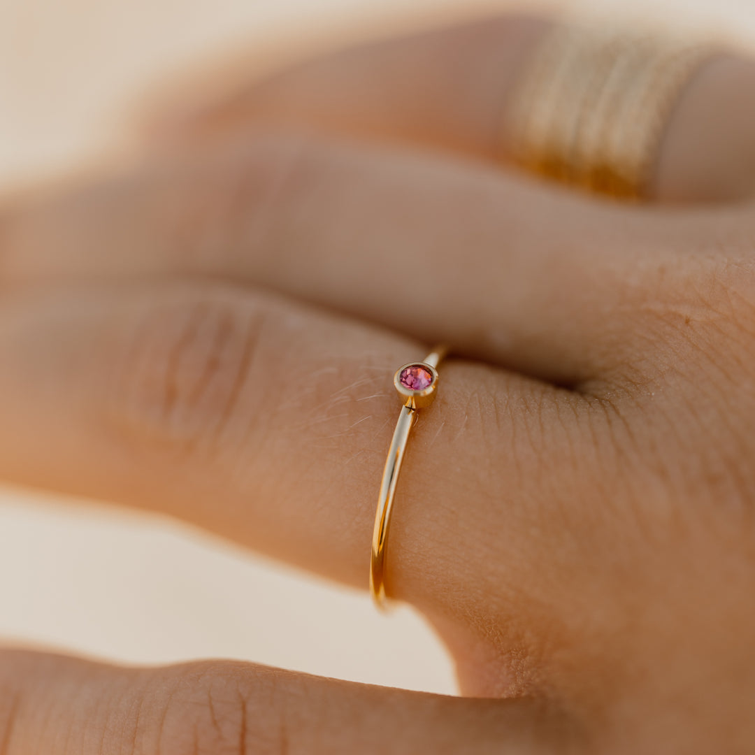 Ringe fødselsmåned zirkon - 18 karat forgyldt ædelstål