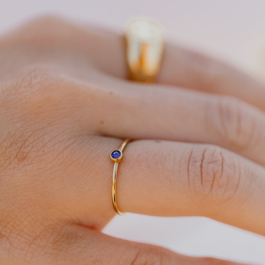 Ringe fødselsmåned zirkon - 18 karat forgyldt ædelstål
