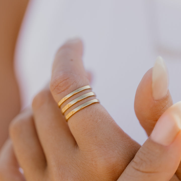 Ring 3 linjer - 18 karat forgyldt titanium