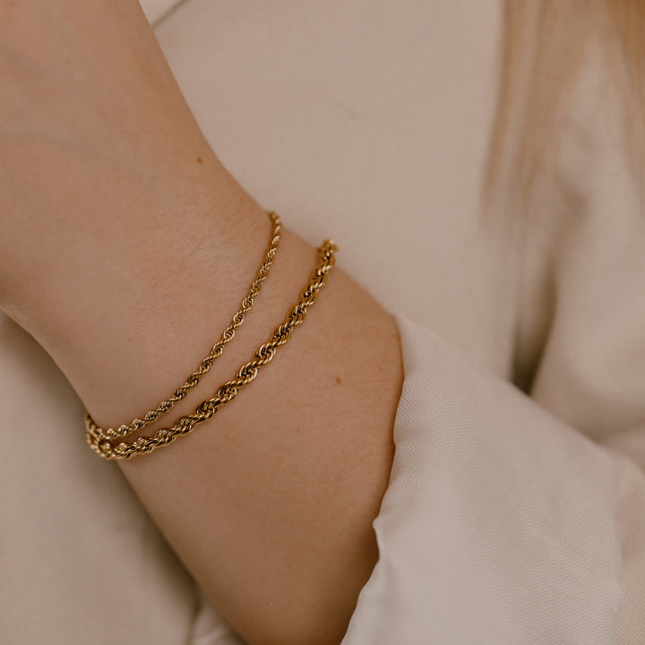 Rope armbånd 4mm. i 18 karat forgyldt stål