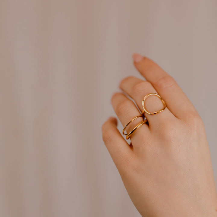 Ring åben rund ring i 18 karat forgyldt rustfrit ædelstål