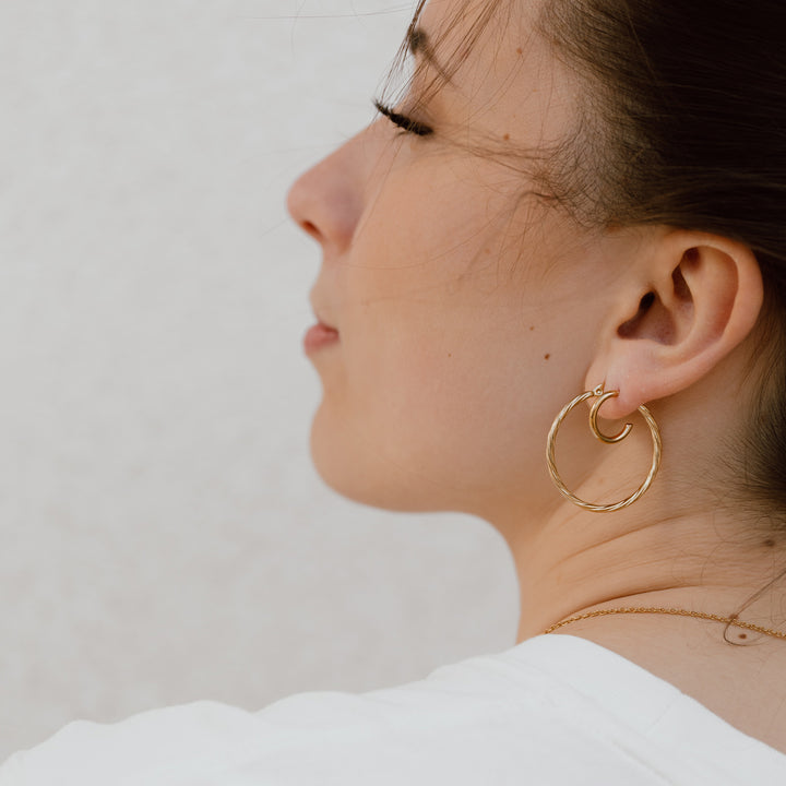 Hoops ørestikker - 14 karat forgyldt titanium