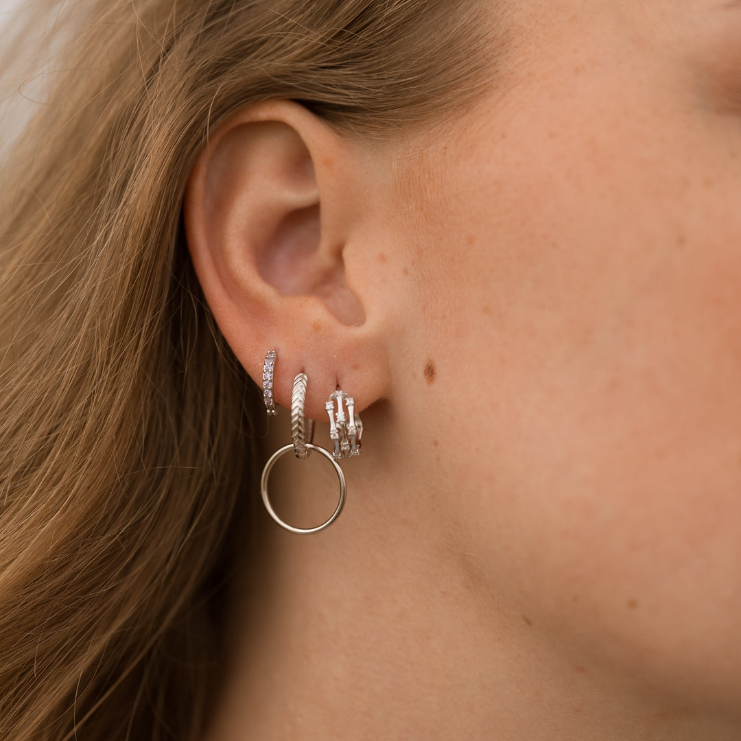 Triple hoops i sterlingsølv med zirkoner