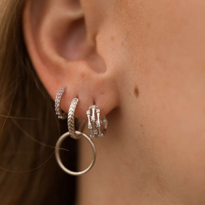 Triple hoops i sterlingsølv med zirkoner