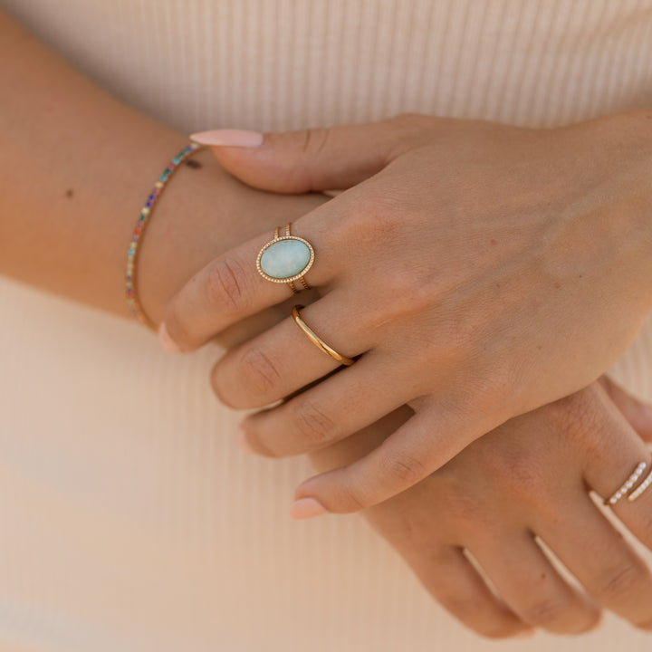 Vintage ring turkis - 18 karat forgyldt ædelstål