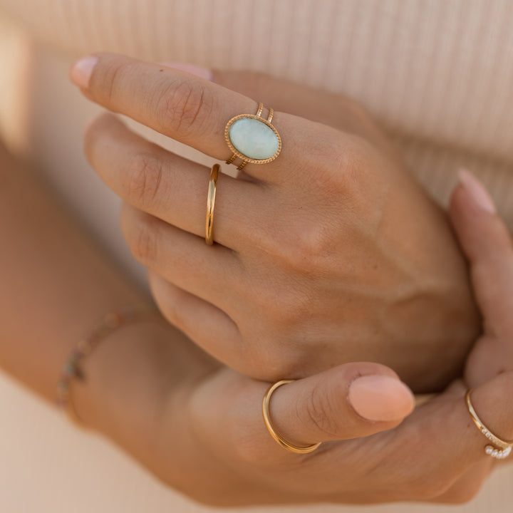 Vintage ring turkis - 18 karat forgyldt ædelstål