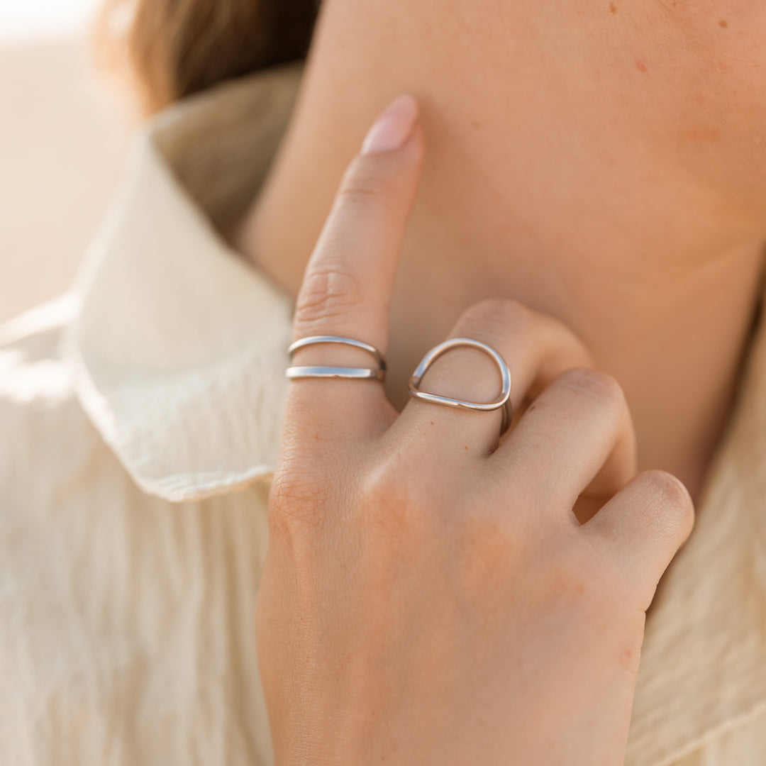 Dobbelt line ring - titanium