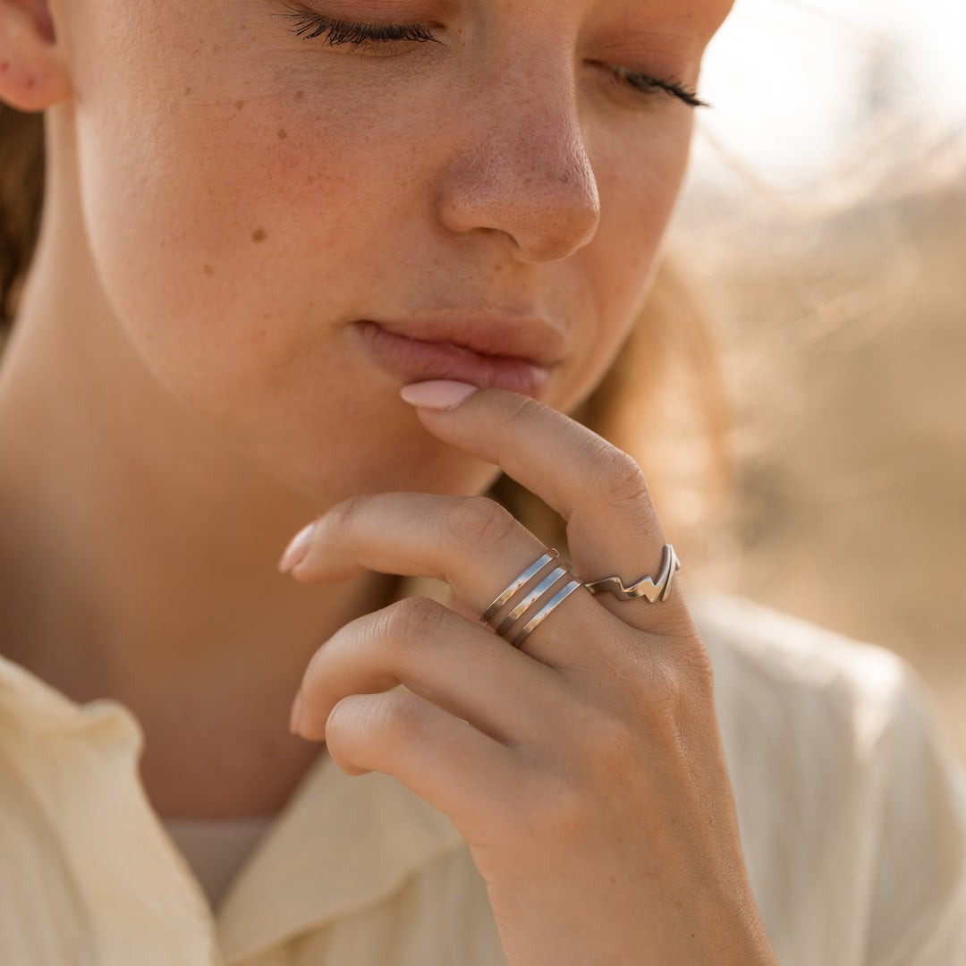 Ring 3 linjer - Titanium