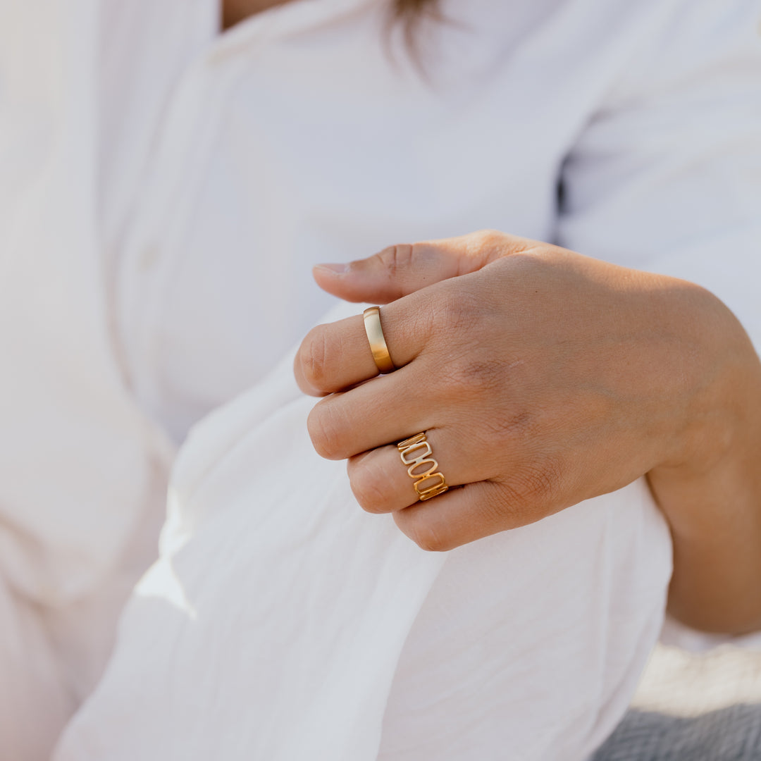 Band ring børstet - 18 karat forgyldt ædelstål - flere bredder