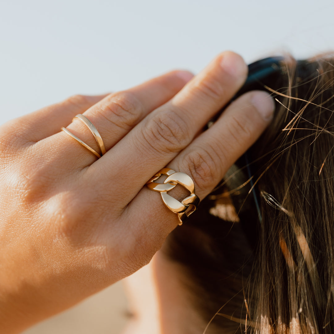 Panser ring - 14 karat forgyldt titanium