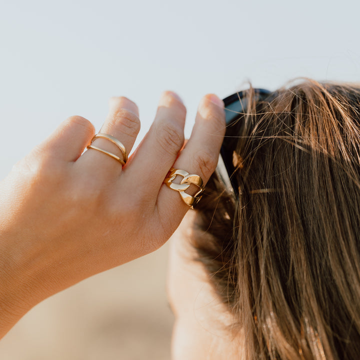 Panser ring - 14 karat forgyldt titanium