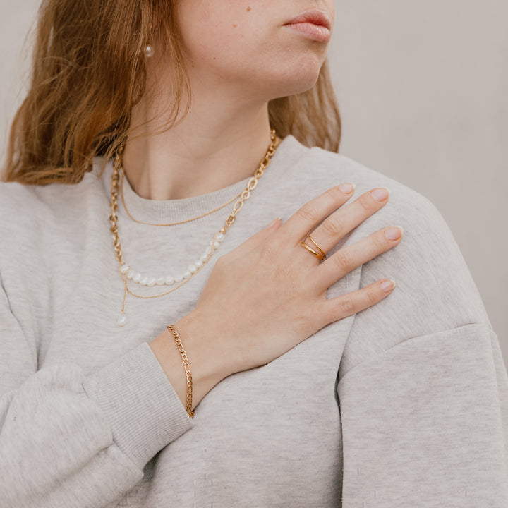 Figaro armbånd 4mm. i 18 karat forgyldt stål