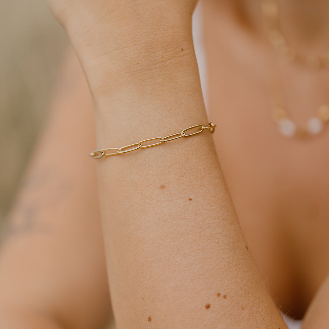 Link armbånd i 18 karat forgyldt titanium