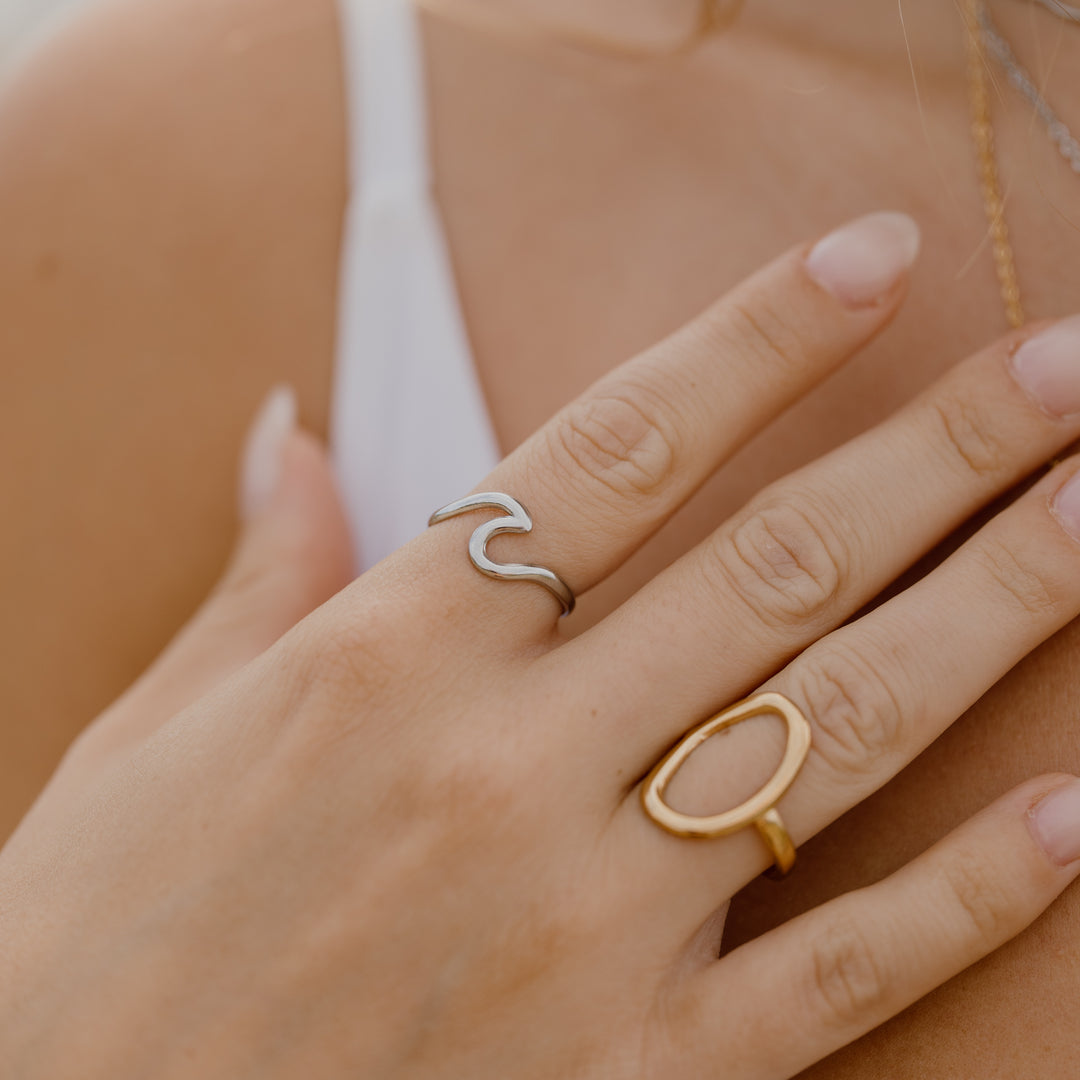 Ring med enkel bølge - ædelstål