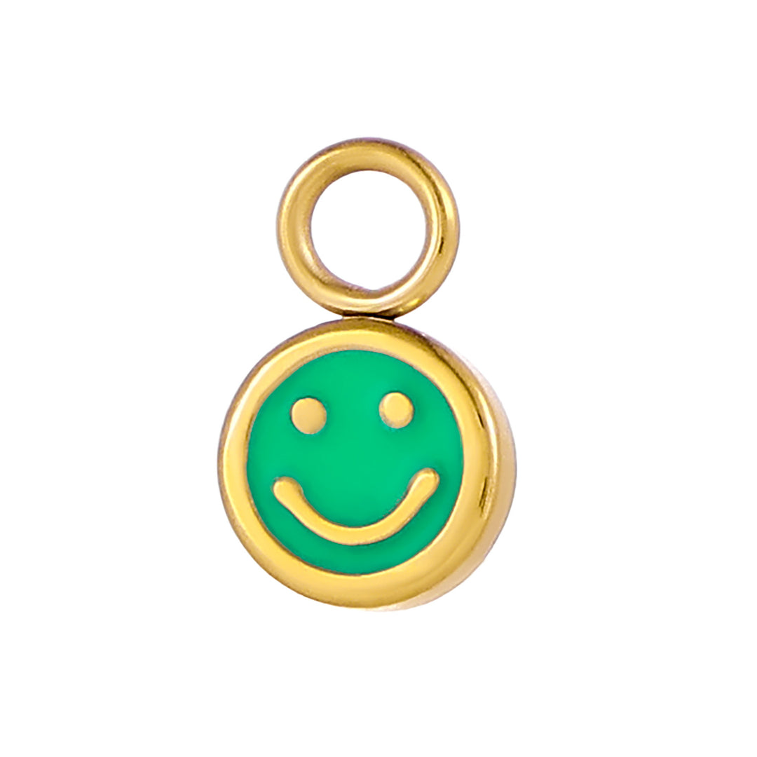 Smiley micro vedhæng i forgyldt titanium – orange og grøn